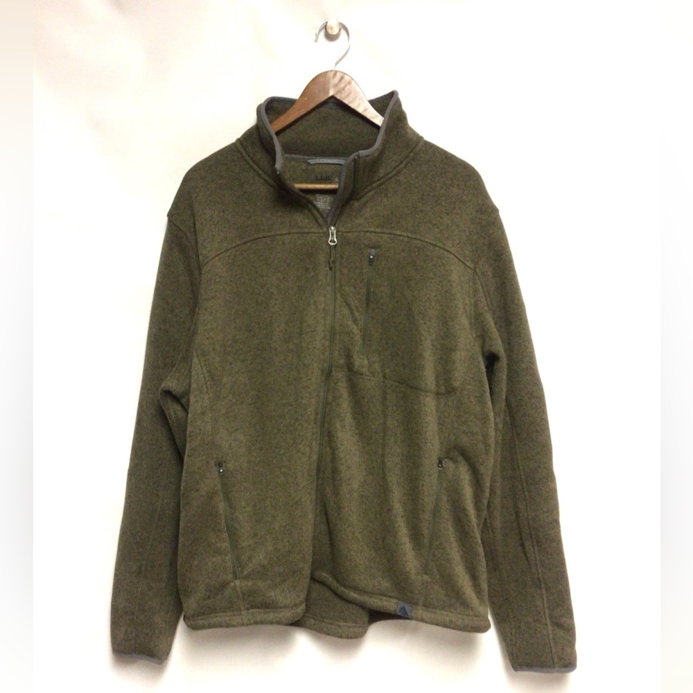 L.L.Bean Sweater Fleece Full-Zip Slightly Fitted Green Jacket XL - Picture 1 of 6